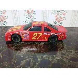 Racing Champions / NASCAR COIN BANK RACECAR / McDonald's #27 / DIE CAST / Signed